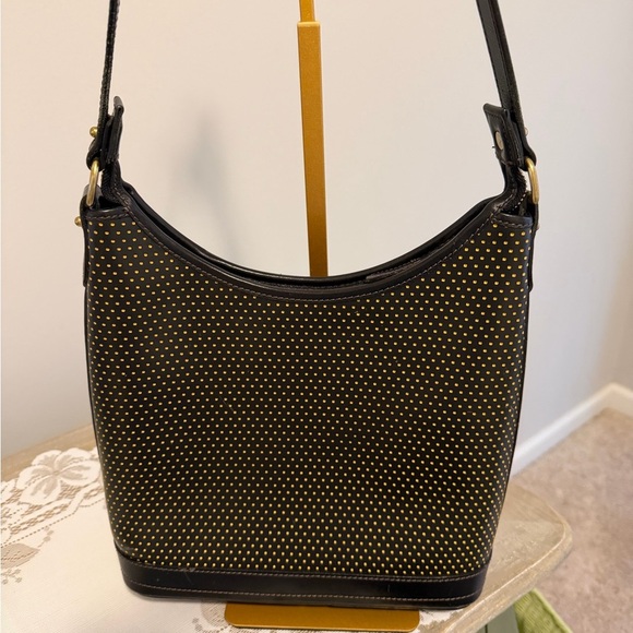 Dooney&Bourke Black Caberolet Vintage Polka Dot Hobo. 131/2x10 EUC with dusty - Picture 4 of 12